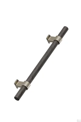 Продолговатая мебельная ручка Bond Wood 2x544, цвет «черный дуб с матовым золотом»