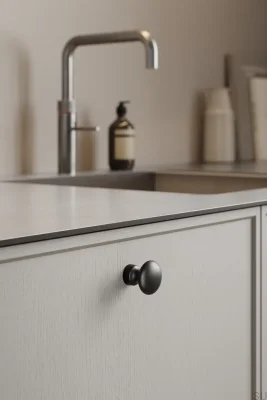 Металлическая матово-черная мебельная ручка Baron 32