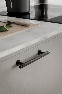 Удлиненная мебельная ручка Villa 128, металл, матовый черный