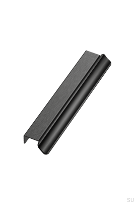 Мебельная ручка Volet 160 с алюминиевой кромкой, матово-черная, шлифованная