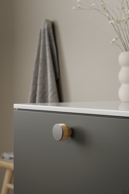 Мебельная ручка Melura 30, дерево, дуб и серебристая сталь