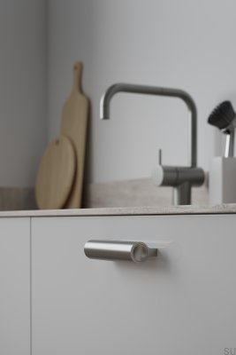 Ручка для мебели Lucente 64 удлиненная, алюминий, матовое серебро