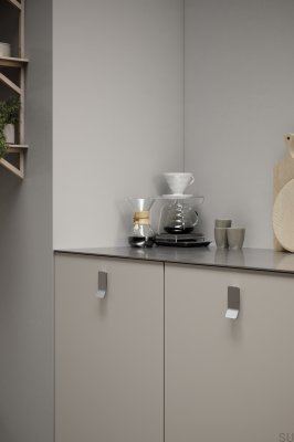 Ручка для мебели Leaf 32, металлическая, серебристая, удлиненная