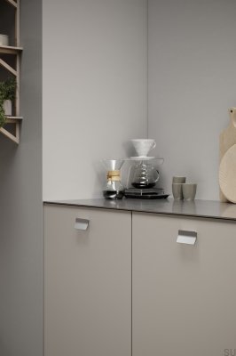 Ручка для мебели Leaf 64, металлическая, серебристая, удлиненная