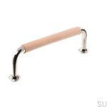 zdjecie uchwytu meblowego podłużnego 1353 96 Nikiel polerowany z naturalną skórą