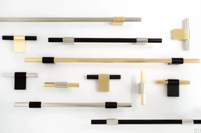 Line Big Mix 128, матовая латунь, удлиненная мебельная ручка из матовой стали