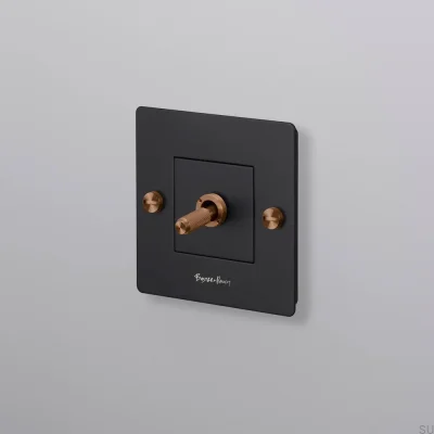 Однокнопочный переключатель с логотипом Cross 1G, черный с отделкой Warm Sunset, европейский стандарт.