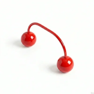 Продолговатая мебельная ручка Marbelo Cherry 96 Brass Red