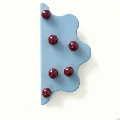 Ручка для мебели Mare 200 из стали с синим краем и бордовыми шариками