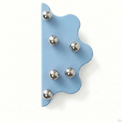 Ручка для мебели Mare 200 из стали с синим краем и серебряными шариками