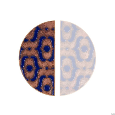 Мебельная ручка, узор I 100, медная эмаль, ультрамарин, с твердым маслом под дуб, бесцветная, полуматовая.