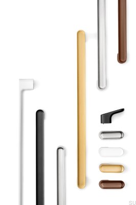 Удлинённая металлическая мебельная ручка Luv Big 384, матовая, коричневого цвета.