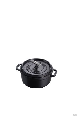 Кастрюля Cocotte Staub 3,7 л из черной стали с серебристой рифленой ручкой