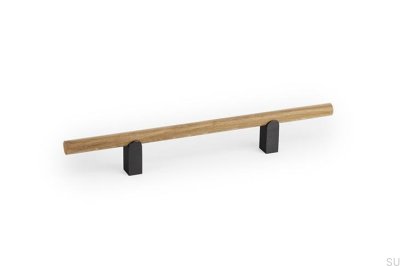 Ручка для мебели Kumo Wood 128 из дуба с черным титановым алюминием