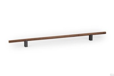 Ручка для мебели Kumo Wood 320 из орехового дерева с титаново-черным алюминиевым покрытием