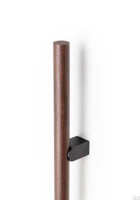 Удлинённая односторонняя мебельная ручка Kumo Wood Big One 1056, из орехового дерева с титаново-чёрным алюминиевым покрытием.
