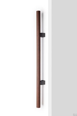 Ручка для мебели Kumo Wood Big One 1056 из дерева орех с черным титановым алюминиевым покрытием, двусторонняя, удлиненная.