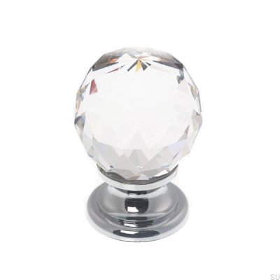 Ручка мебельная 9992 кристалл Swarovski с серебряной основой