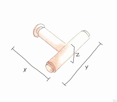 Т-образная мебельная ручка с крестообразной накладкой, латунь 95, обожжённая бронза
